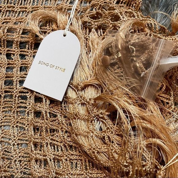 NWT! Song of Style Dani Crochet Fringe Tassle Open Knit Cover Up Sarong Dress - Picture 5 of 7